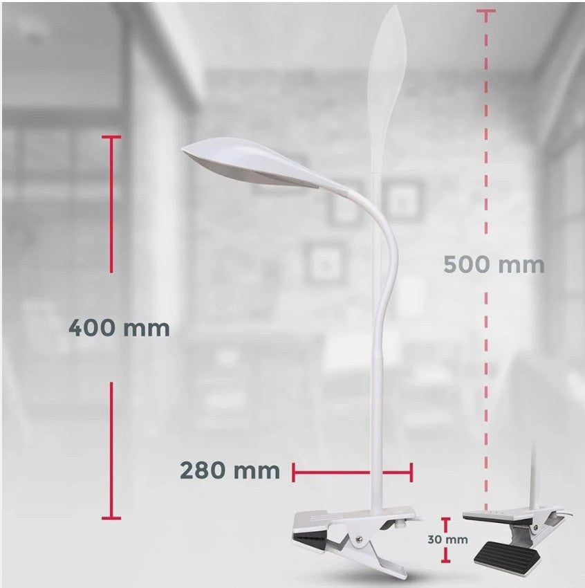 LED Clip Desk Lamp – Flexible Warm White Light